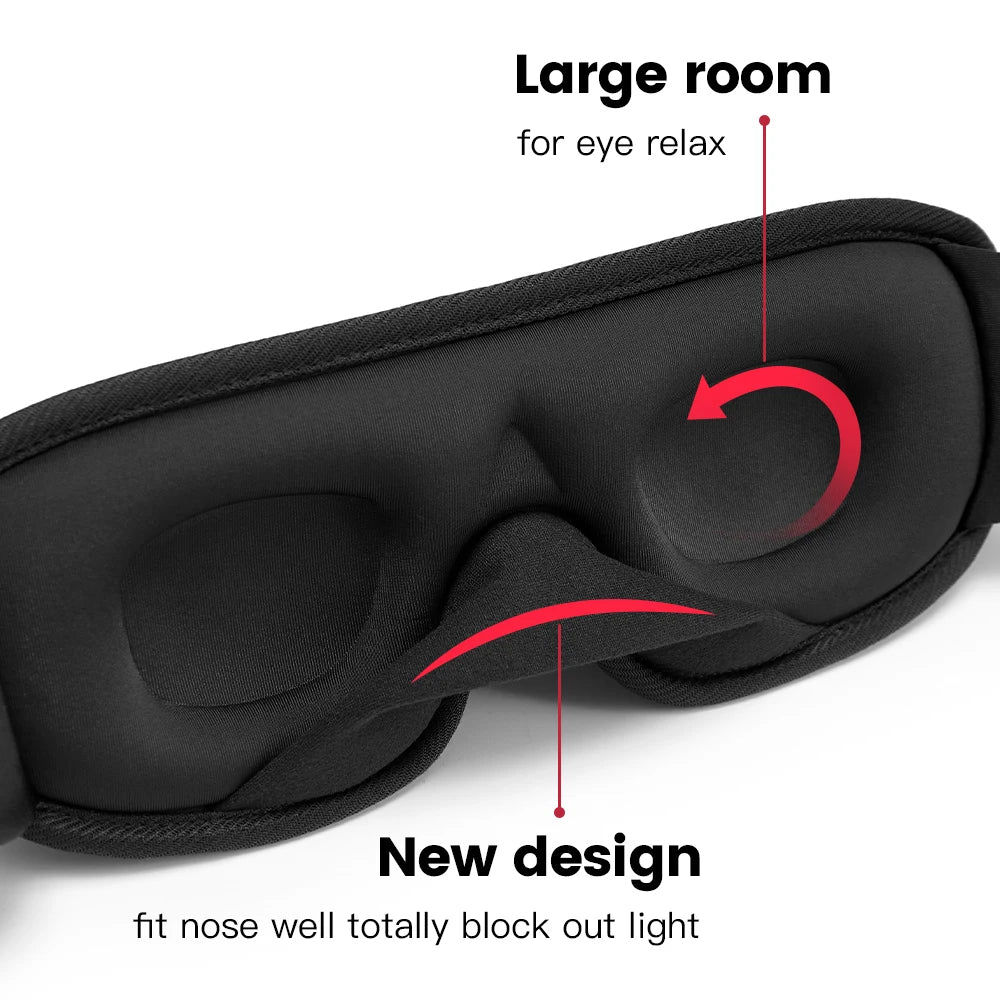 Soft 3D Sleep Mask – Padded Eye Shade Blindfold for Restful Sleep and Relaxation